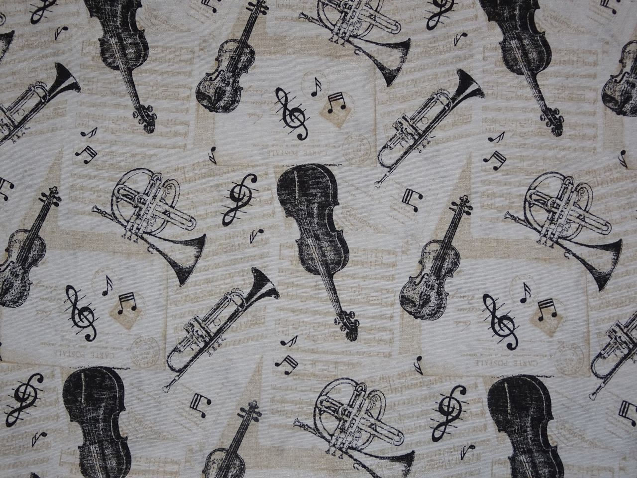 Canvas Musik Noten Geige Trompete Instrumente Baumwolle