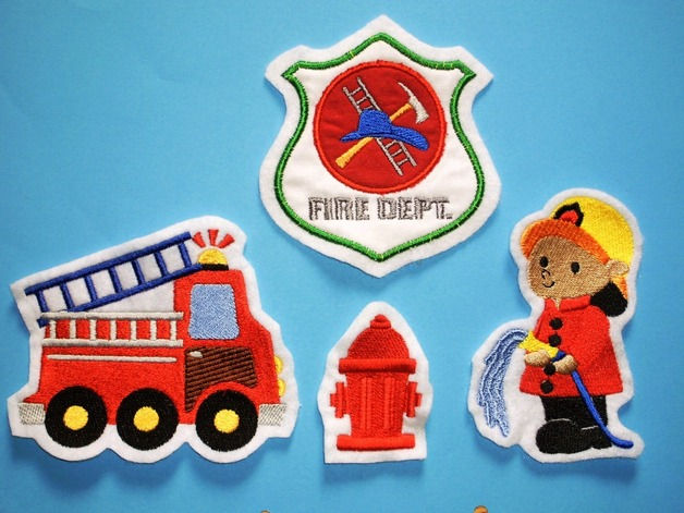 4er Set Feuerwehr Aufnäher