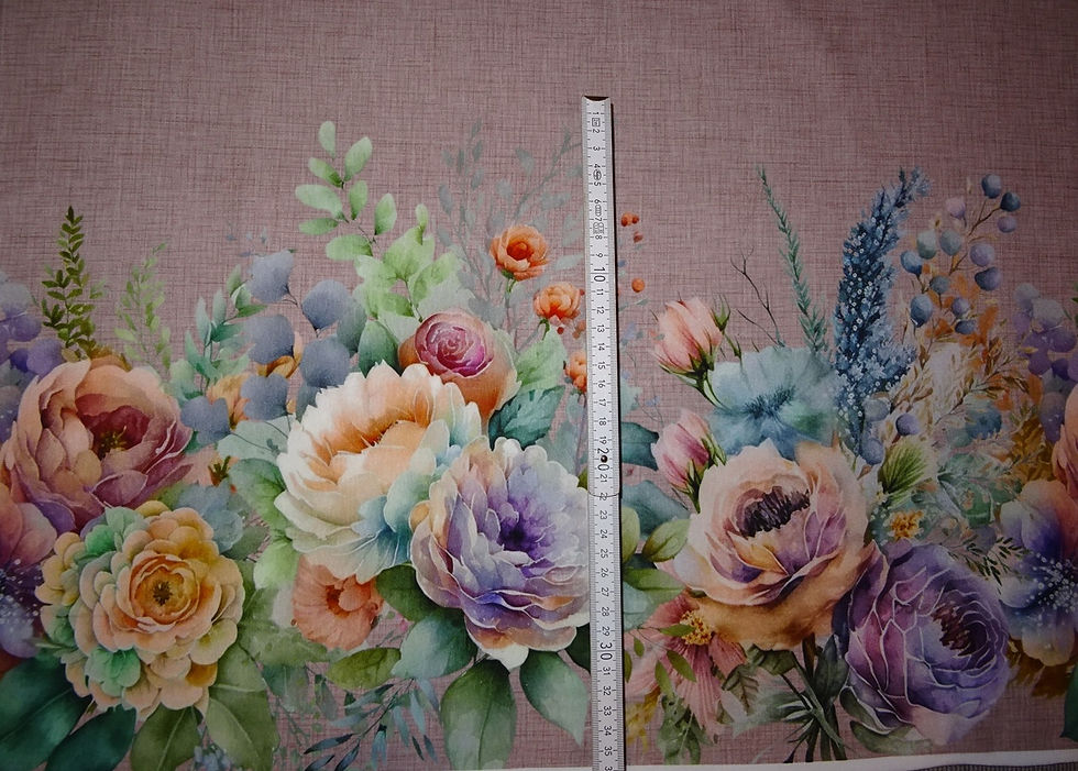 Miniaturbild: Jersey - Blumen Bordüre altrosa Shiny Blossom