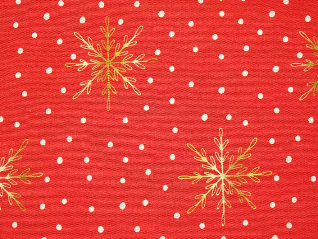 Baumwolle Webware - Weihnachten Schneeflocken auf rot