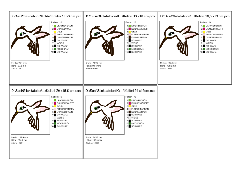Miniaturbild: Stickdatei Kolibri Vogel