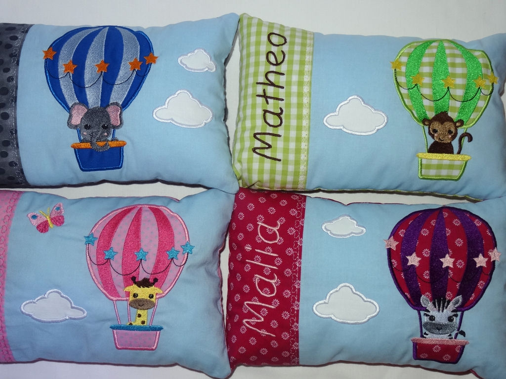 Ballon Tiere Stickdatei Kissen ITH