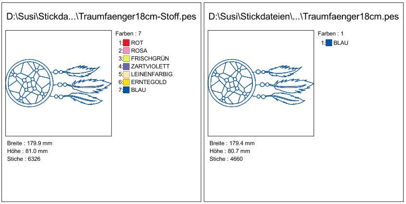 Miniaturbild: Doodle Traumfänger Feder Stickdatei
