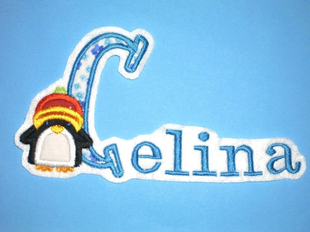 Names Aufnäher mit Pinguin
