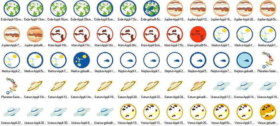 Miniaturbild: Planeten Weltall Stickdatei in 6 Größen