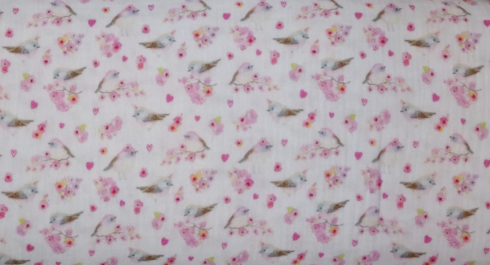 Musselin Vogel Blumen rosa weiß FVJ Fräulein von Julie