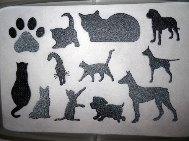 Miniaturbild: Hund und Katze Silhouette Stickdatei