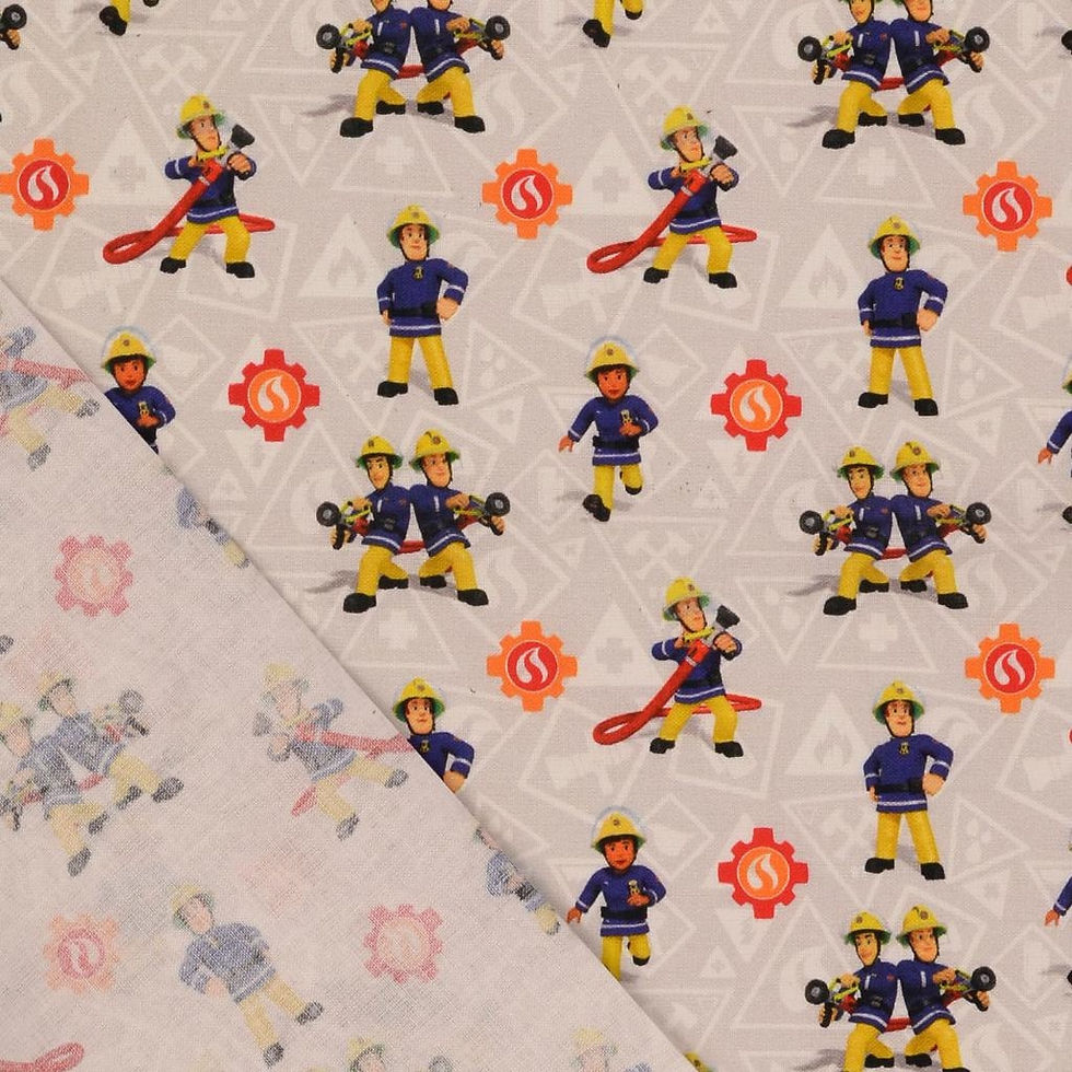Miniaturbild: Baumwolle Webware - Feuerwehrmann Sam - hellgrau