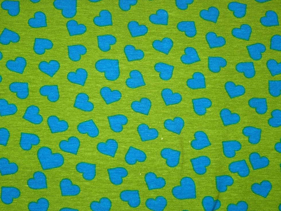 Jersey Herz Herzen grün türkis Baumwolljersey Meterware