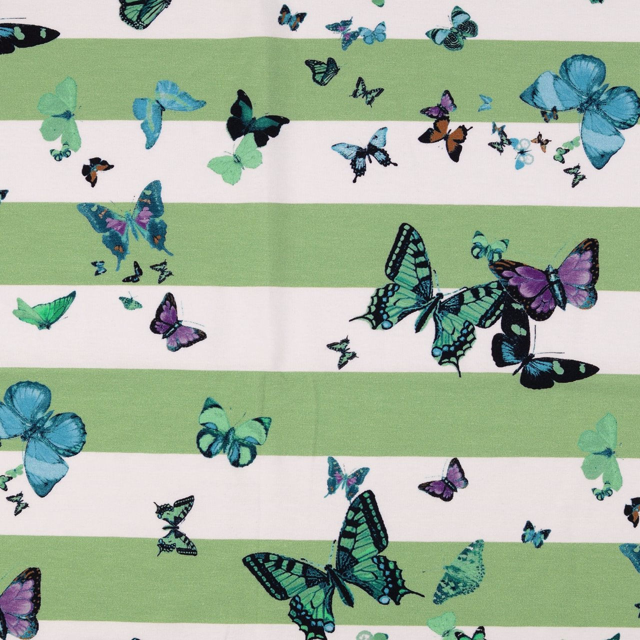 Jersey Digital - Schmetterling Steifen grün weiß