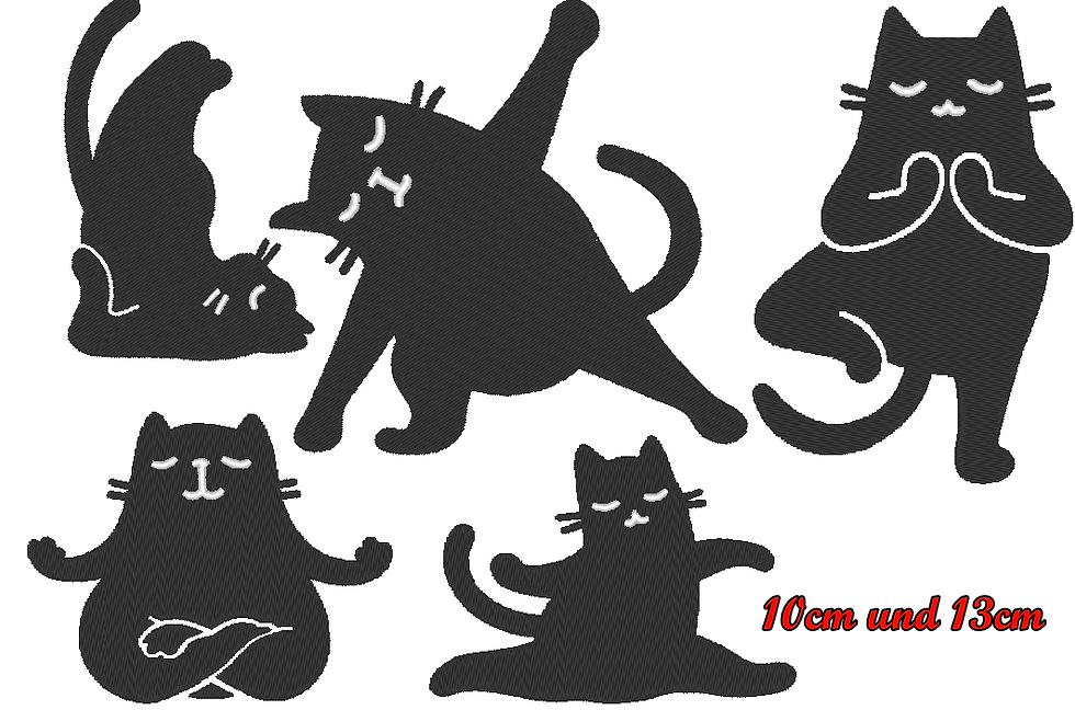 Miniaturbild: Stickdatei - Yoga Katze gefüllt Silhouette