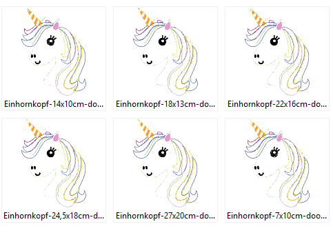 Miniaturbild: Einhorn Kopf Doodle Stickdatei