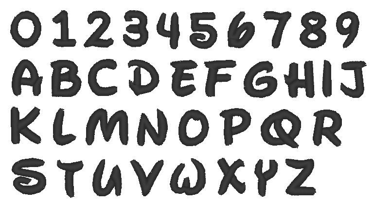 Miniaturbild: Buchstaben Zahlen in 1cm 1,5cm und 2cm Stickdatei