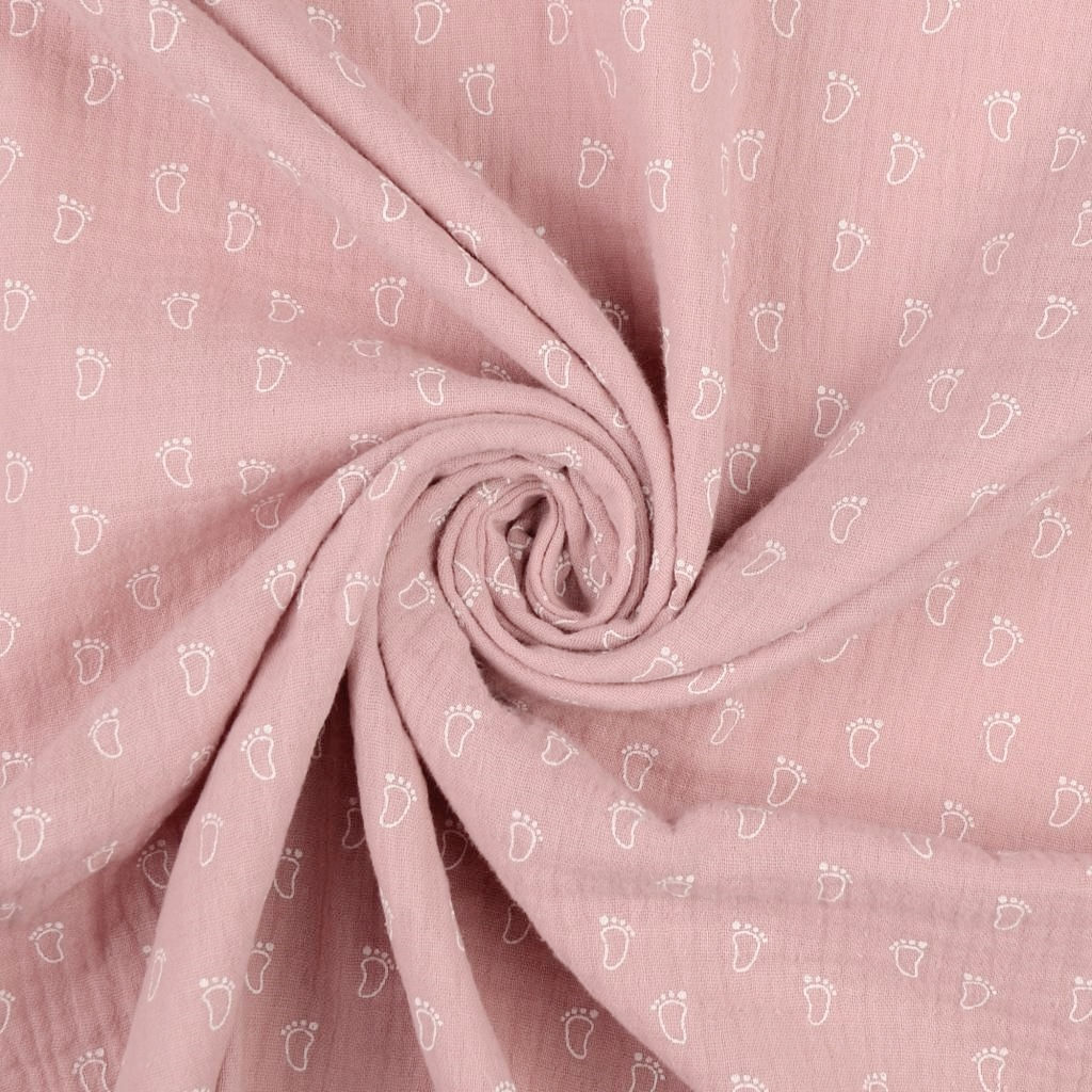 Double Gauze - Musselin - Babyfüßchen helles altrosa rosa
