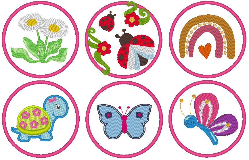 Miniaturbild: Stickdatei - 9cm Button für Mädchen / Girls
