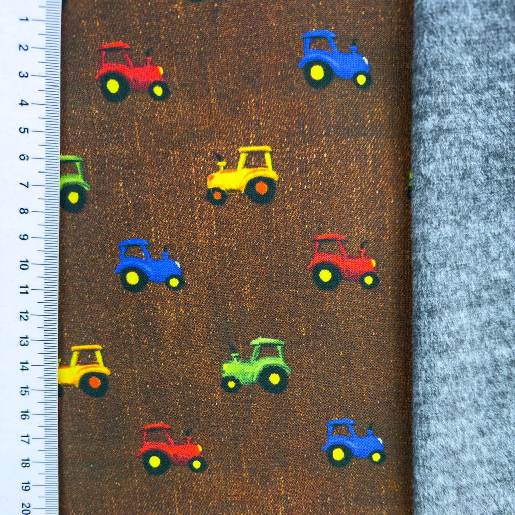 Alpenfleece - Traktor auf braun