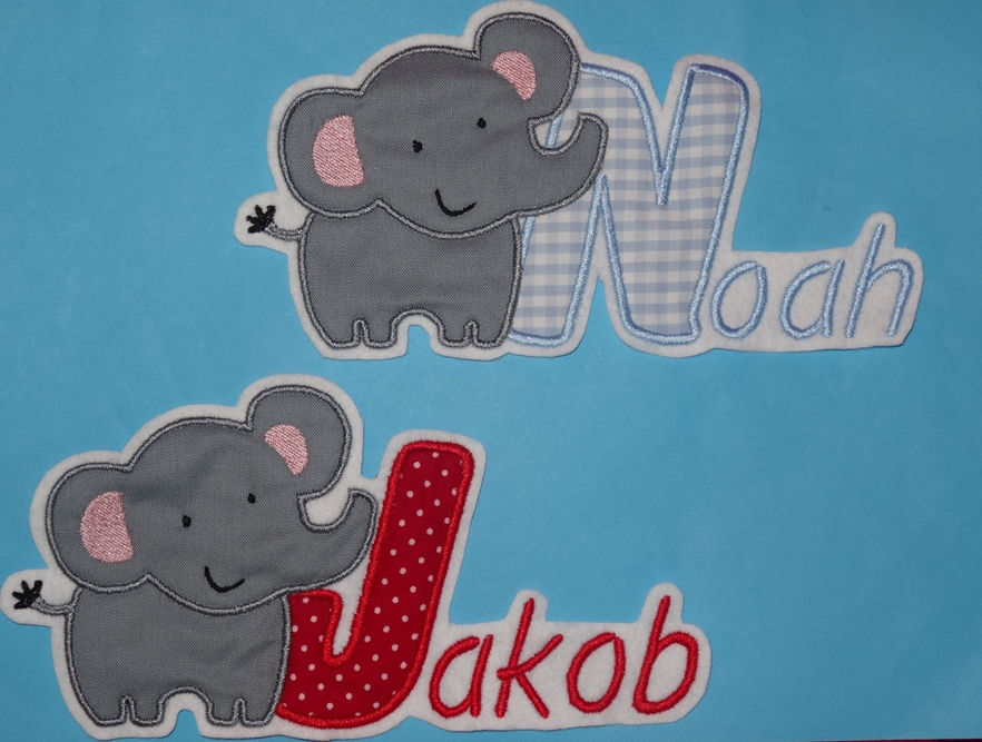 Elefant mit Name Aufnäher