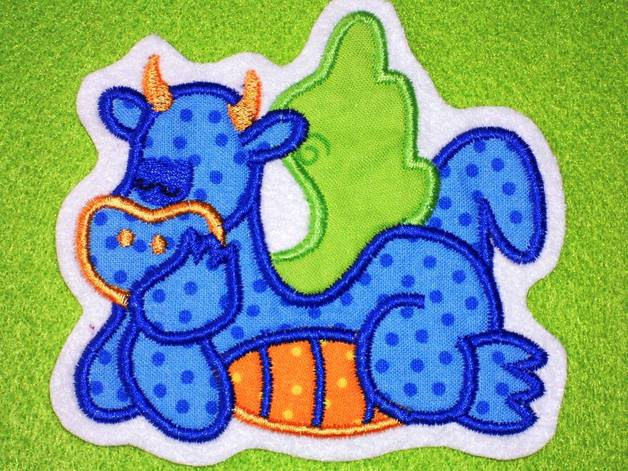 Drache Aufnäher grün blau