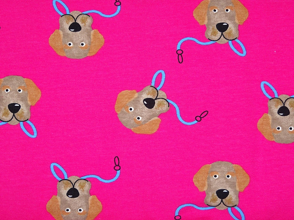 Miniaturbild: Hunde auf pink Hund Jersey Baumwolle Meterware Baumwollje