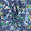 Miniaturbild: Alpenfleece - Blumen grün blau auf jeansblau