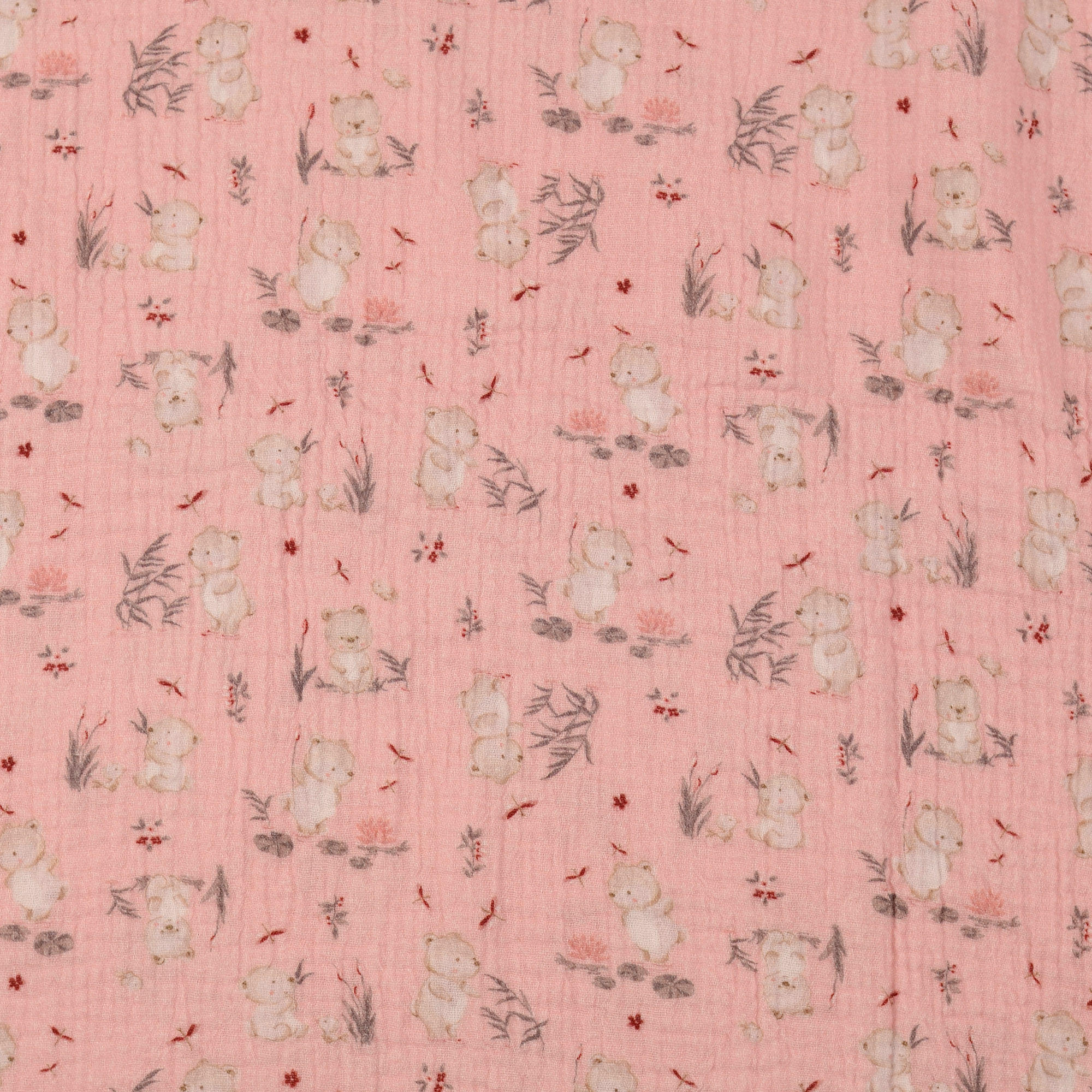 Double Gauze - Musselin - Bärchen auf rosa