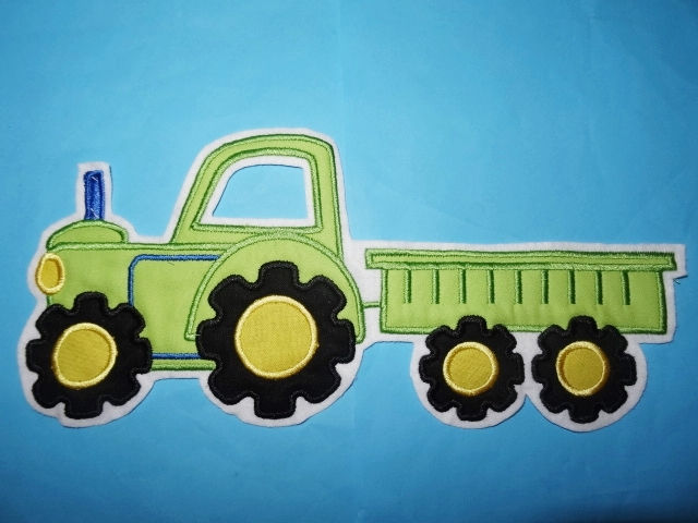 Traktor mit Hänger Aufnäher grün