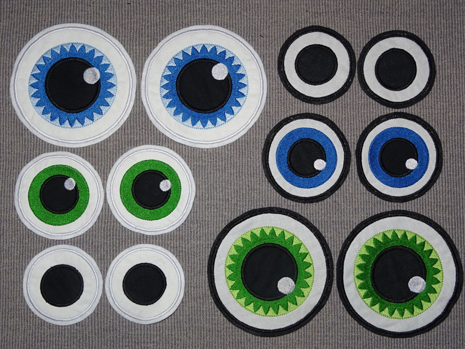 Stickdatei - runde XXL Augen bis 20cm für Kuscheltiere Bettschlagen