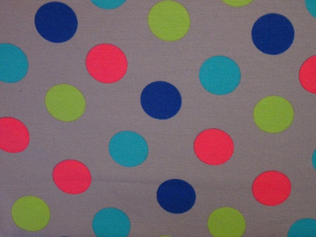 Jersey - große Punkte grau bunt Baumwolle Baumwolljersey