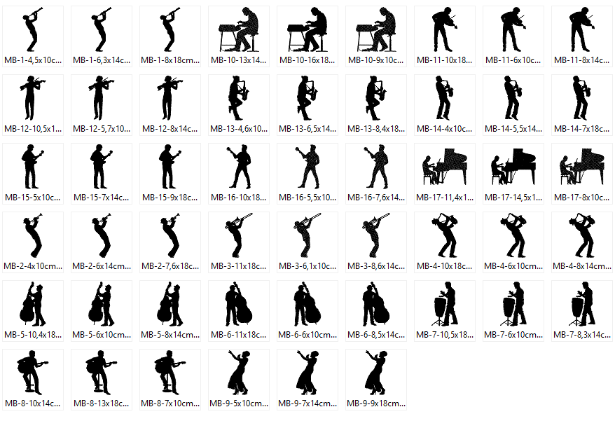 Miniaturbild: Musik Stickdatei Big-Band Jazz Silhouetten
