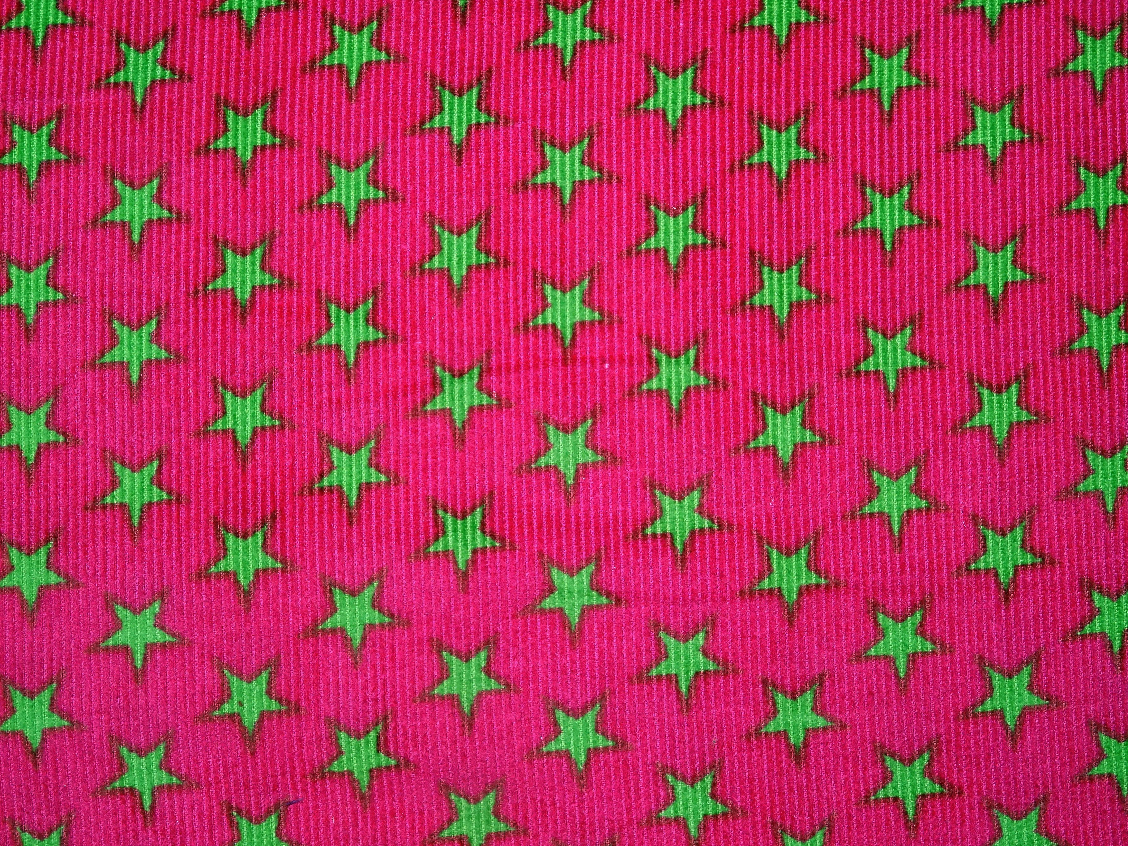 Feincord Cord Sterne pink hellgrün BW Meterware