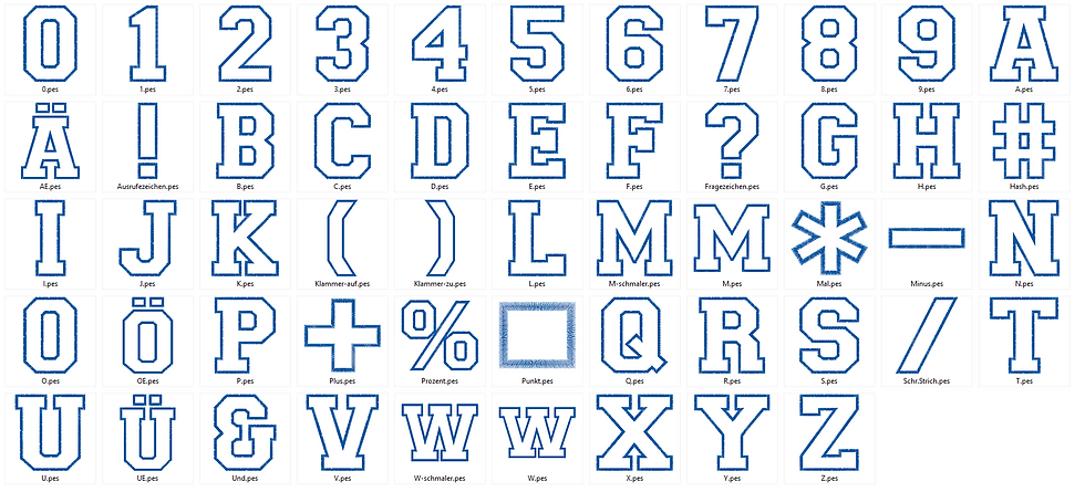 Miniaturbild: Stickdatei - 13cm College Buchstaben und Zahlen Alphabet Zahl