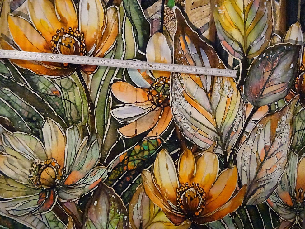 Miniaturbild: Jersey - 2m Panel - grafik braun natur mit Blumen