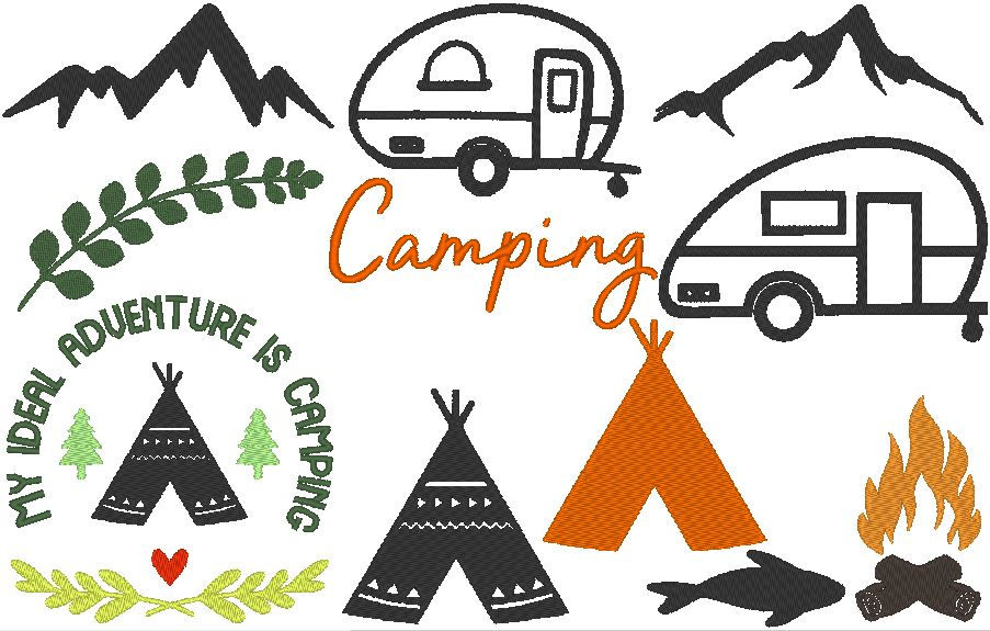 Miniaturbild: Stickdatei - Silhouette - Camping