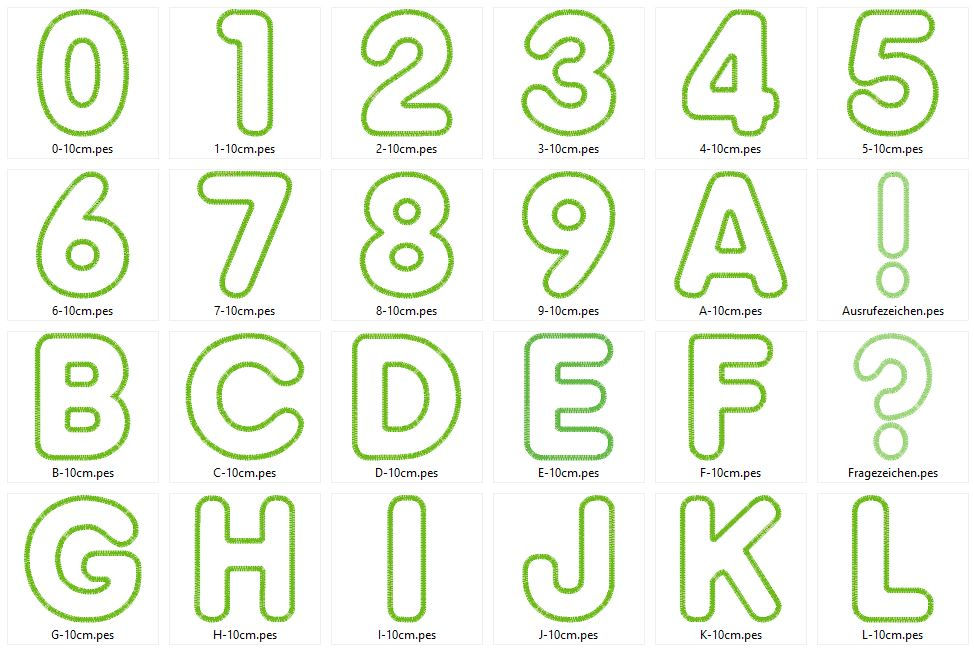 Miniaturbild: Stickdatei - 10cm Buchstaben und Zahlen Alphabet Zahl