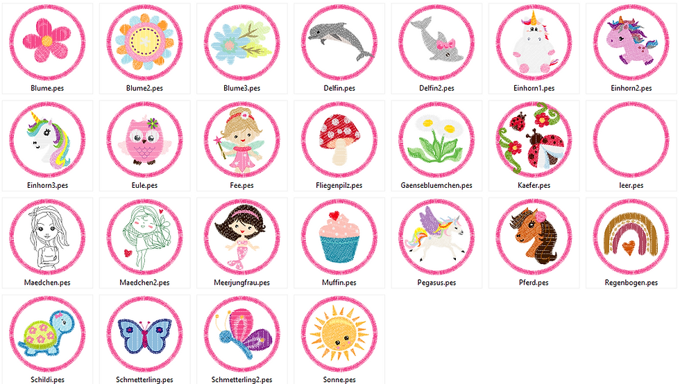 Miniaturbild: Stickdatei - 7cm Button für Mädchen / Girls