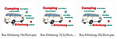 Miniaturbild: Camping Bus - Camping ist Erholung Stickdatei