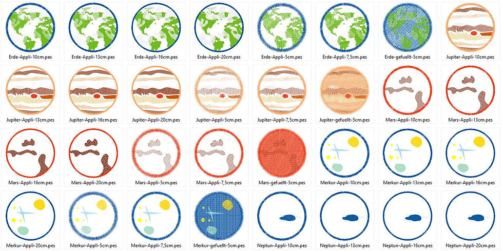 Miniaturbild: Planeten Weltall Stickdatei in 6 Größen