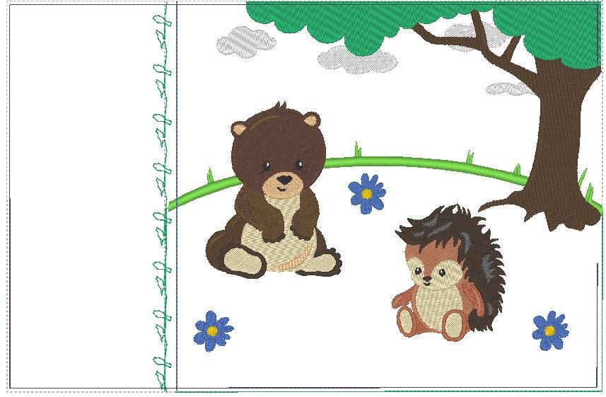 Miniaturbild: Bär und Igel Stickdatei inkl. ITH Kissen