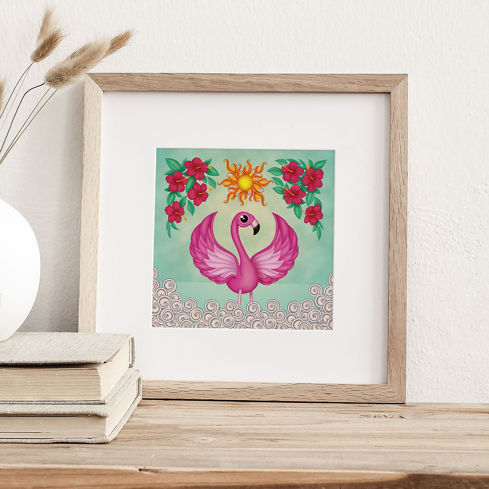 Miniatyrbild: Pink flamingo artwork postcards can be framed and displayed as wall decor or sent as greeting cards.
