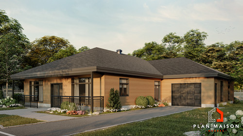Plan de maison en L de plain-pied | Plan Maison Québec