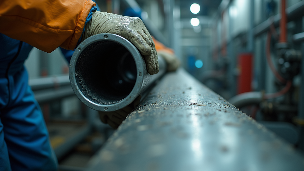 High angle view of pipe relining process