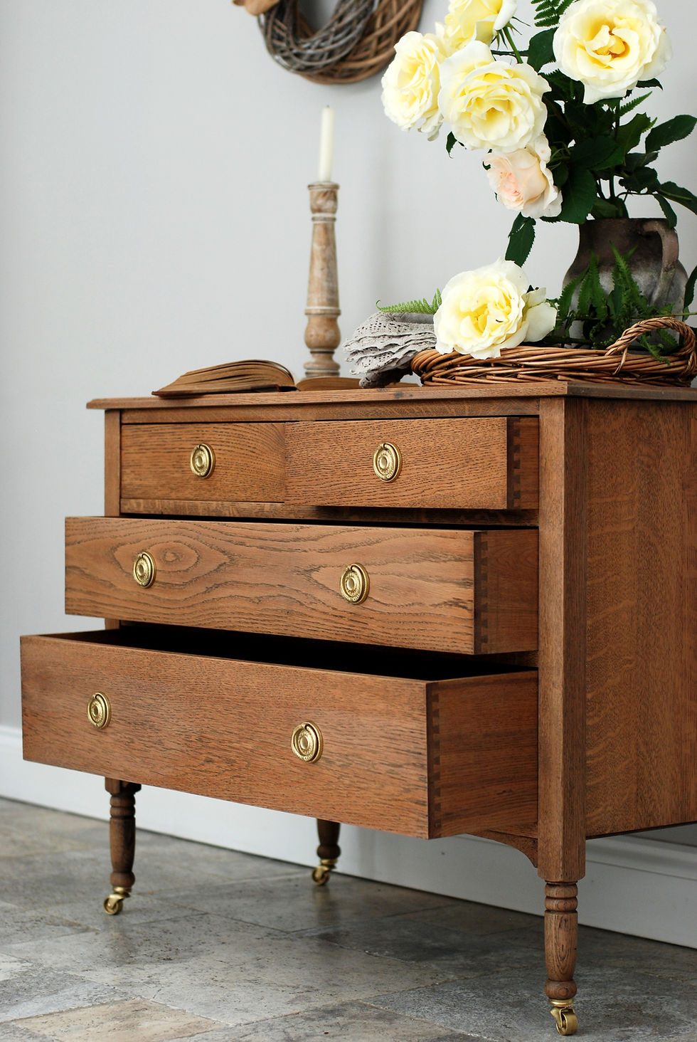 Thumbnail: Four Drawer Edwardian Raw Oak Chest of Drawers