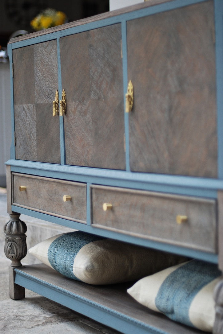 Thumbnail: Jacobean pot shelve sideboard side closeup