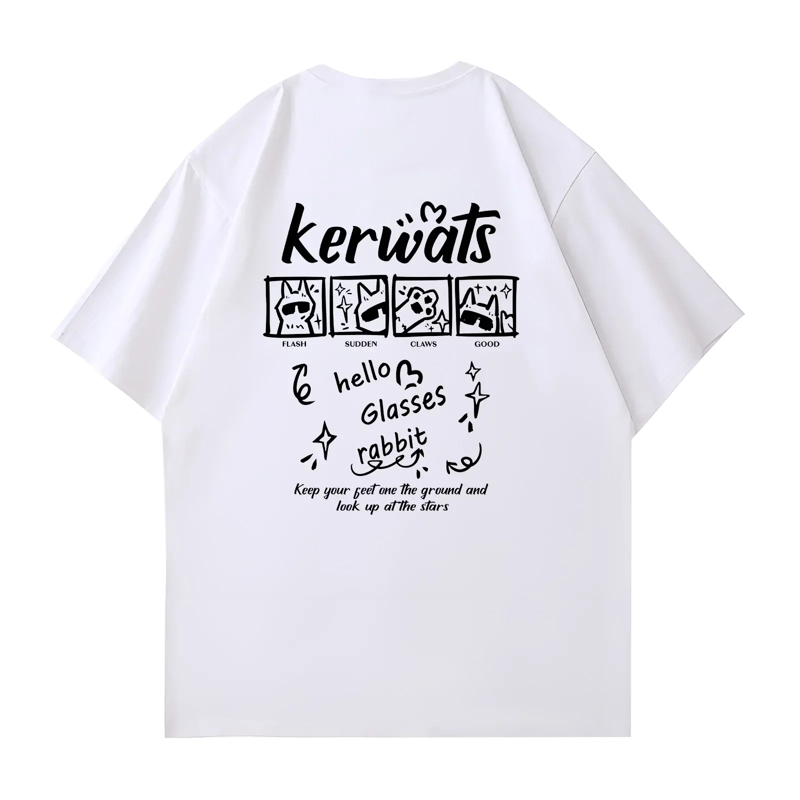 KW001M Kerwats hello Glasses rabbit Tshirt
