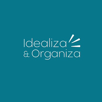 Logo com tipografia Idealiza & Organiza e vetores que representam raios de luz