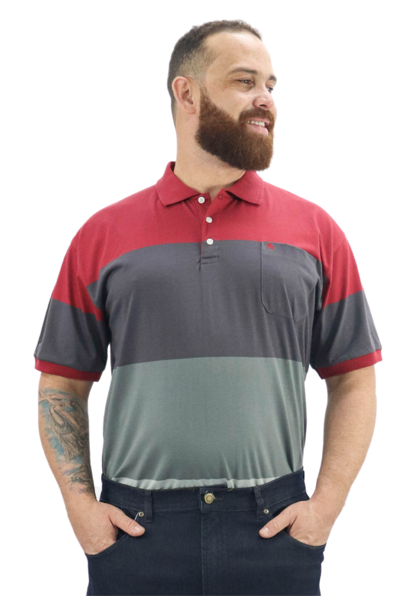Camisa Polo Vinho Mescla Plus Size
