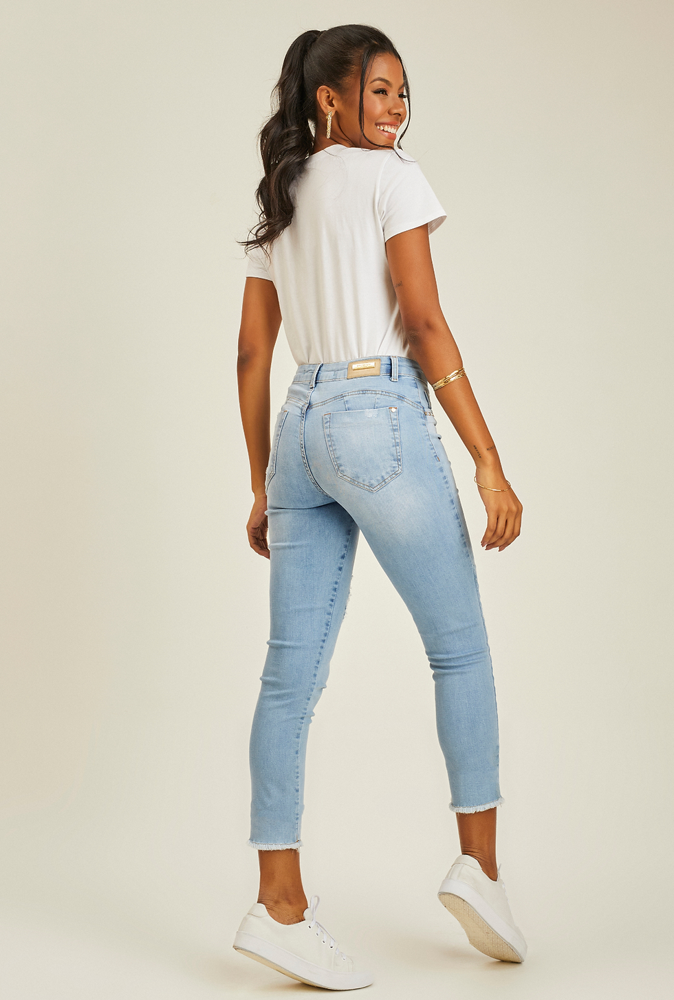 Miniatura: Calça Jeans Feminina Skinny Push Up Com Puídos