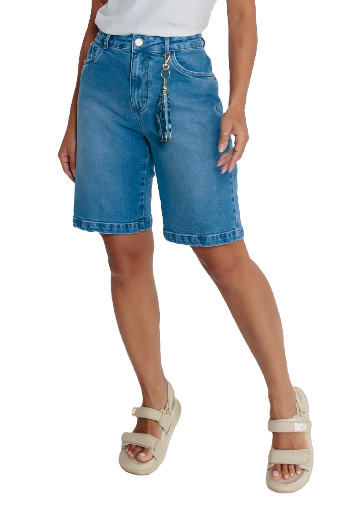 Bermuda Jorts Jeans Feminina Chaveiro