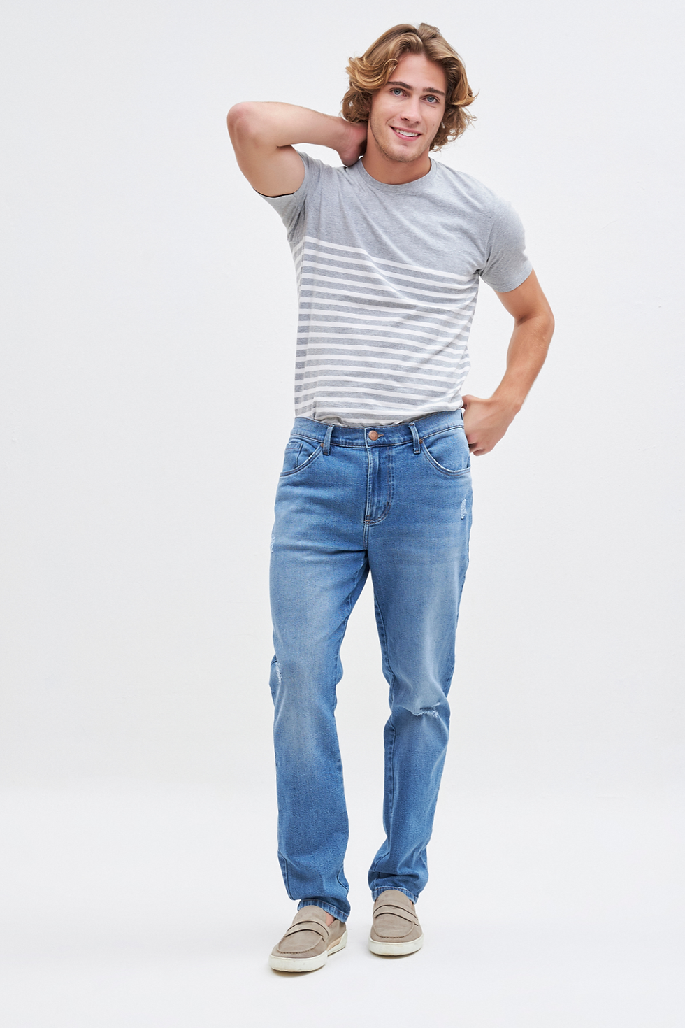 Miniatura: Calça Jeans Masculina Semi Skinny Puídos