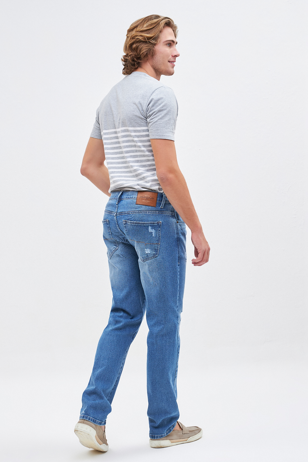 Miniatura: Calça Jeans Masculina Semi Skinny Puídos